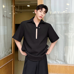 2024夏款设计师休闲格纹按扣短袖衬衫两色 C0450 P60图片