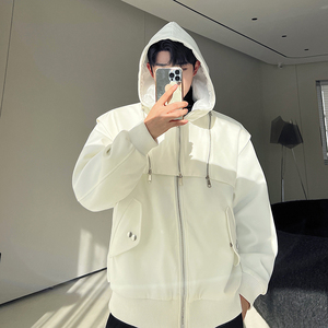 秋冬款原裝設計師解構拉鏈兩件套連帽絎棉夾克外套男女W0531 P170圖片