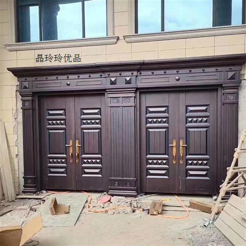 厂促锌合金农村乡村仿铜门入户对开定制自建房防盗家用双开门别品
