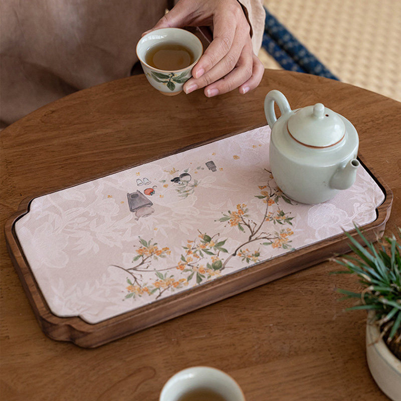 胡桃木小型干泡茶盘防水云朵壶承家用茶道零配功夫茶具实木茶托盘