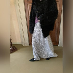 高级年会亮片丝绒裙显瘦保暖遮肉a字半身裙长款 十三粥 晚宴千金