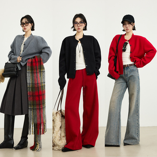 毛衣女冬通勤百搭时尚 100绵羊毛简约开衫 加厚保暖 至简 十三粥