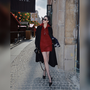 宽松毛衣半裙套装 十三粥 显瘦新款 复古慵懒气质时尚 秋冬 柔焦氛围