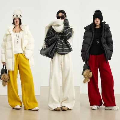 十三粥 冬日神裤 休闲慵懒长裤女秋冬宽松遮肉简约时尚百搭通勤