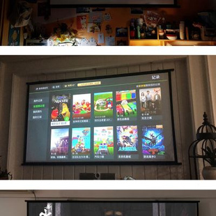 厂投影幕布投影仪幕布家用高清100寸免打孔壁挂挂钩贴墙背景墙投