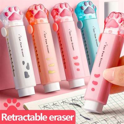 Kawaii Retractable Eraser Cute Cat Korean Stationery Rubber