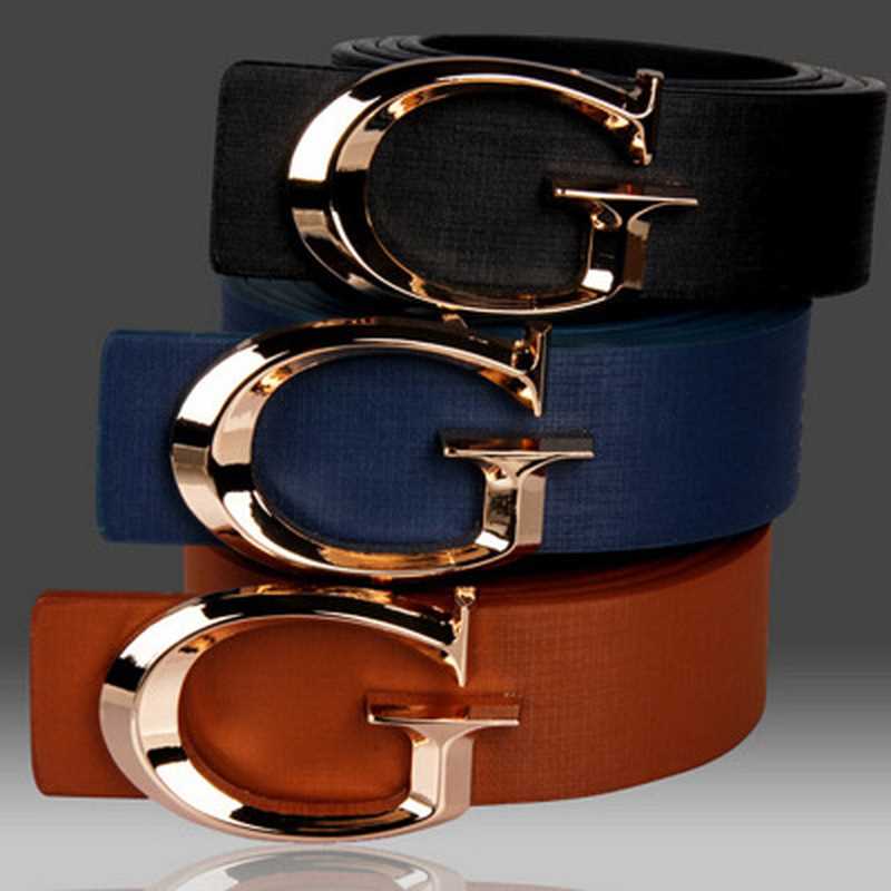 Women Casual Belt Fashion Smooth Buckle Brand Leather Belt F