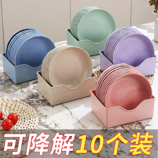 可降解稻谷壳餐具碟子比一次性环保餐盘塑料食品级骨碟蛋糕盘子