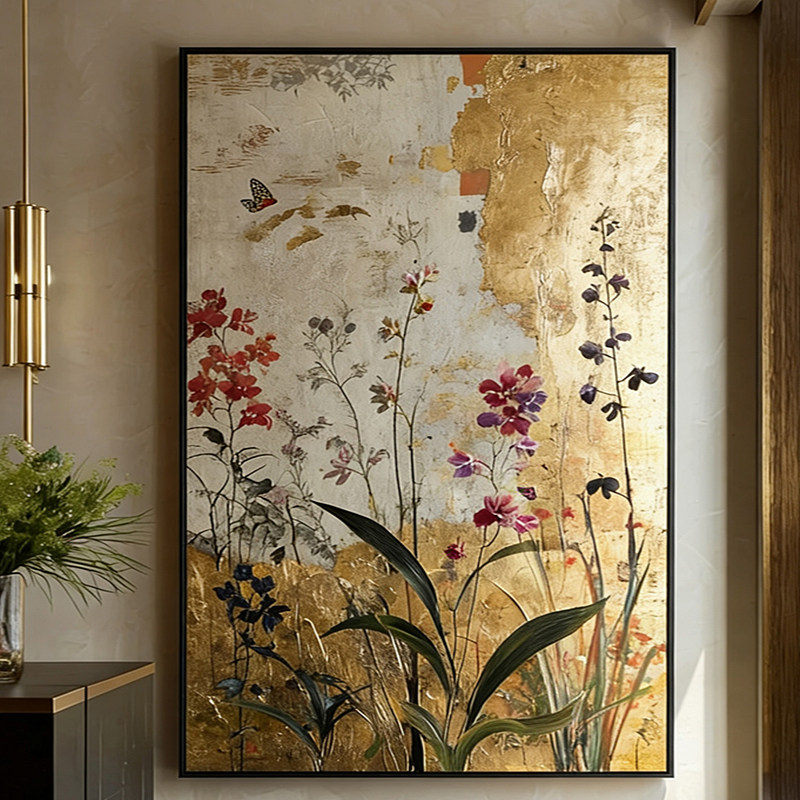 《金箔兰踪》鎏金东方美学书房茶室装饰画卧室客厅挂画入户墙壁画