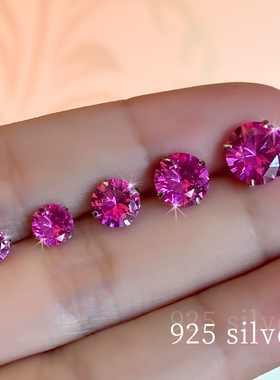 银耳钉925纯银玫红火龙果钻石简约小巧男女闪钻耳蜗钉耳骨钉耳环