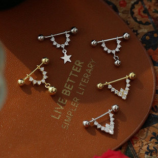 耳骨钉女s925银细针螺丝拧扣耳骨环2021年新款潮耳环耳饰耳钉