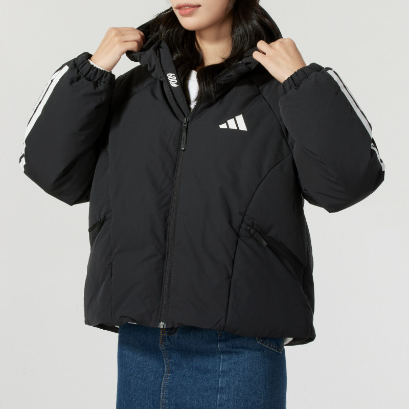 阿迪达斯女款黑色短款羽绒服冬季连帽鸭绒运动外套,运动服/休闲服装,运动羽绒服,淘宝优惠券,粉丝福利购,淘宝优惠卷
