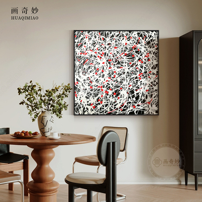 现代简约黑白灰抽象餐厅客厅玄关卧室背景墙壁画方型挂画装饰画