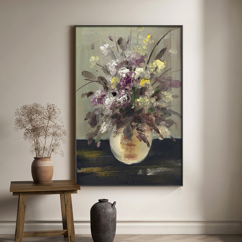 简约现代植物花卉复古南洋风客厅玄关装饰画卧室床头壁画竖版挂画图片