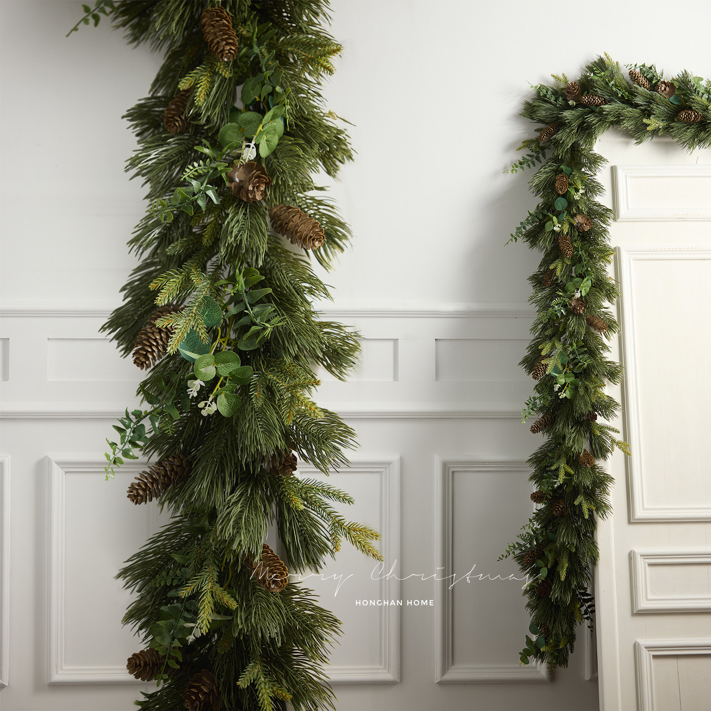 圣诞节装饰品高档pe花环藤条壁门挂桌面场景布置ins网红拍摄道具