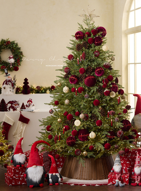 泓瀚 2.4米pe圣诞树家用韩系ins风红色系圣诞树套餐圣诞节装饰品