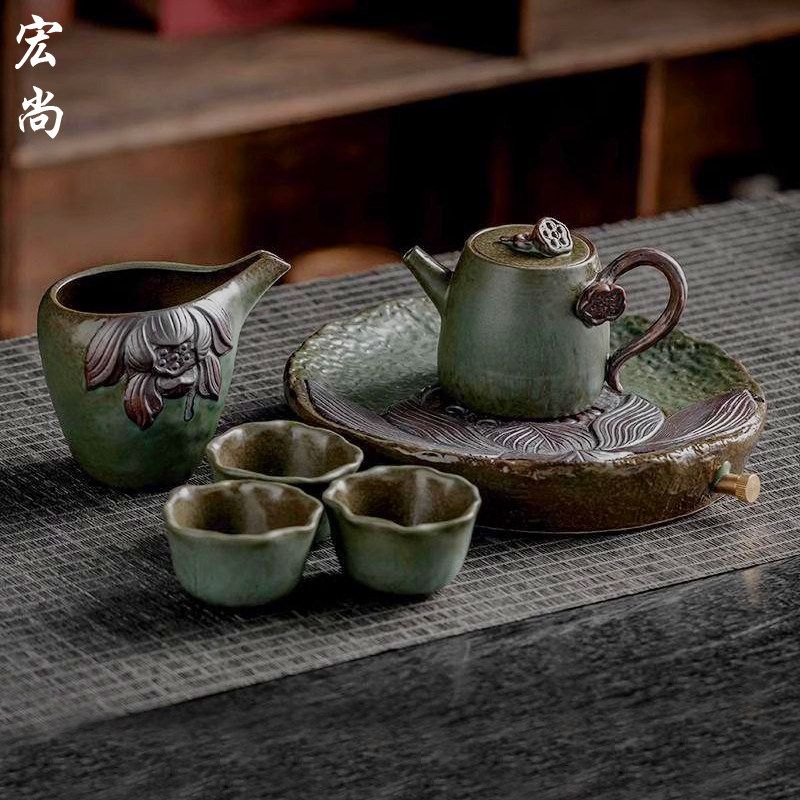 粗陶功夫茶具陶瓷套装家用高档新款国庆节中秋乔迁伴手礼中式茶道