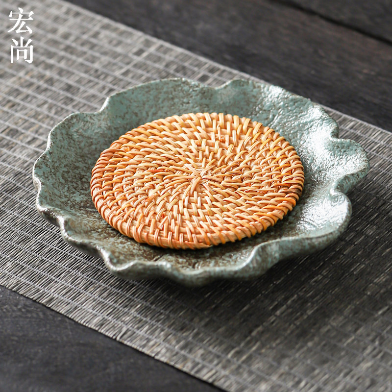 粗陶干泡盘茶杯垫茶托蓄水茶盘壶承家用茶杯垫桌防烫养壶托配件托