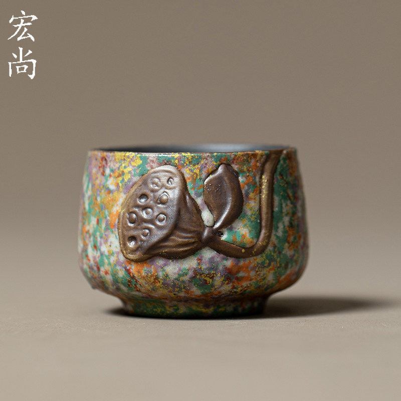 粗陶手工老岩泥七彩荷花莲蓬主人杯个人杯品茗杯专用礼盒送领导家,餐饮具,茶杯,淘宝优惠券,粉丝福利购,淘宝优惠卷