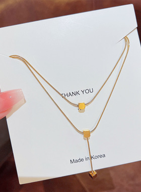 小金球双层嘻哈风流苏项链甜酷小众轻奢锁骨链设计感女生夏季配饰