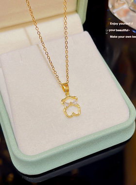 可爱甜美领结小熊项链ins风时尚锁骨链2024新款吊坠百搭春天配饰