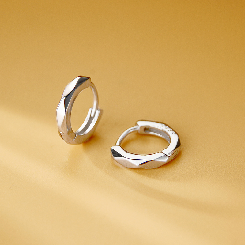 999足银几何菱形耳环女简约时尚