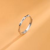 925银指环女简约竹节小众设计清新气质开口戒指冷淡风时尚 男 个性