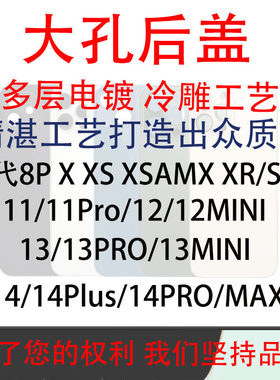 锐之颖适用于8P X XS XR Max 11大孔免拆13promax冷雕玻璃后盖12promax后玻璃13mini14Pro 15plus 16promax