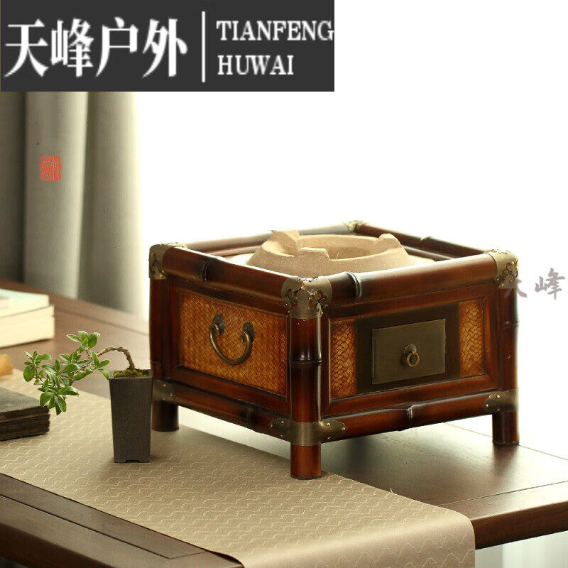新品围炉煮茶炉大号仿古竹制炭炉橄榄炭茶炉铁壶炉家用温茶炉普通