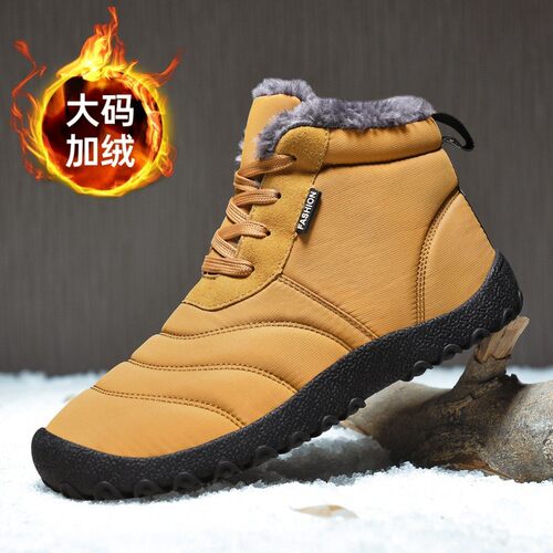 47特大码46加绒加厚保暖高帮雪地靴冬季北方抗寒男防水雨伞布棉鞋
