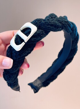 麻花编织字母CD时尚大牌韩国秋冬新款颅顶增高毛线头箍发箍发饰潮