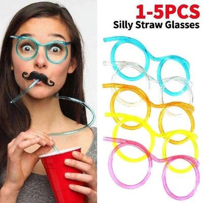 Fun Loop Drinking Straw Eye Glasses Reusable Flexible Soft