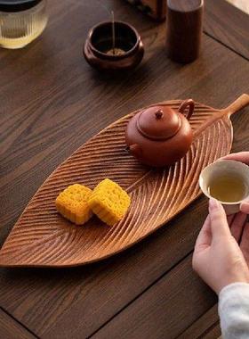 Wooden Leaf Shape Refreshment Tray Fruit Tray Dessert Snack