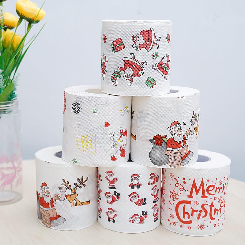 Christmas Toilet Paper Festival Theme Printed Wood Pulp Toil