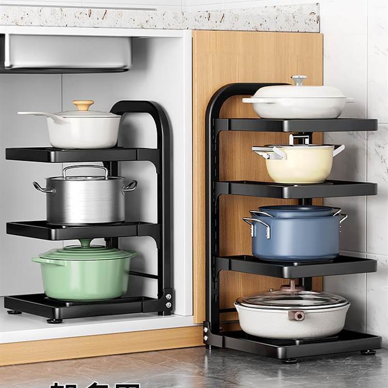 kitchen accessories Multi-layer pot storage rack Layering in