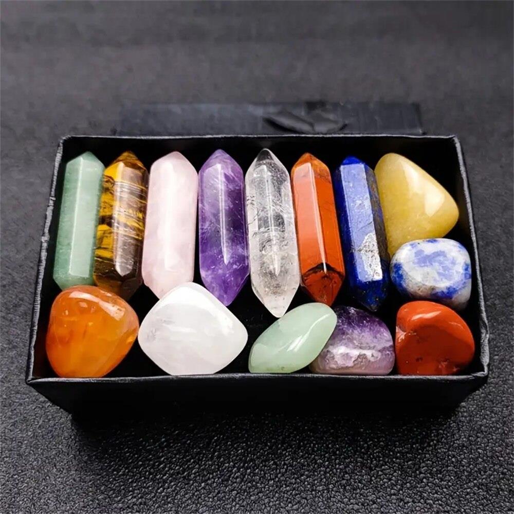 14pcs Pointed Quartz Crystal Chakra Healing Stones And Cryst
