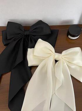 Elegant Bow Ribbon Hair ClipSimple Solid Satin Spring Clip H