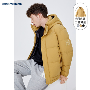 羽绒服男冬面包服连帽外套 NVG·YOUNG休闲意大利小帆船卡其色短款