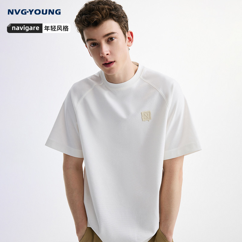 [莱赛尔]NAVIGARE意大利小帆船夏季新款圆领休闲黑色男女同