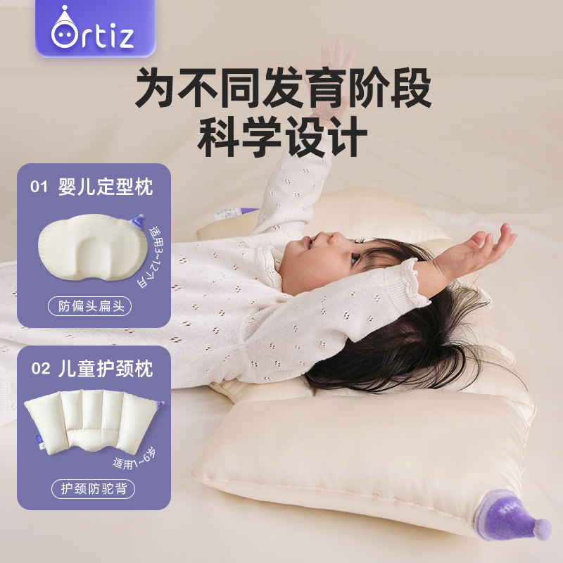 Ortiz觅想婴幼儿定型枕0-1岁儿童防偏头纠正头型宝宝四季透气枕头