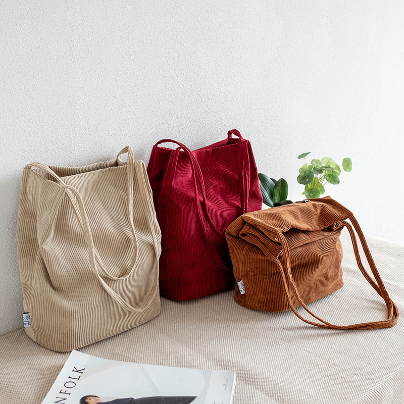 2025新款灯芯绒布袋时尚单肩帆布包购物袋手提帆布袋环保水桶包,箱包皮具/热销女包/男包,时尚帆布包,淘宝优惠券,粉丝福利购,淘宝优惠卷