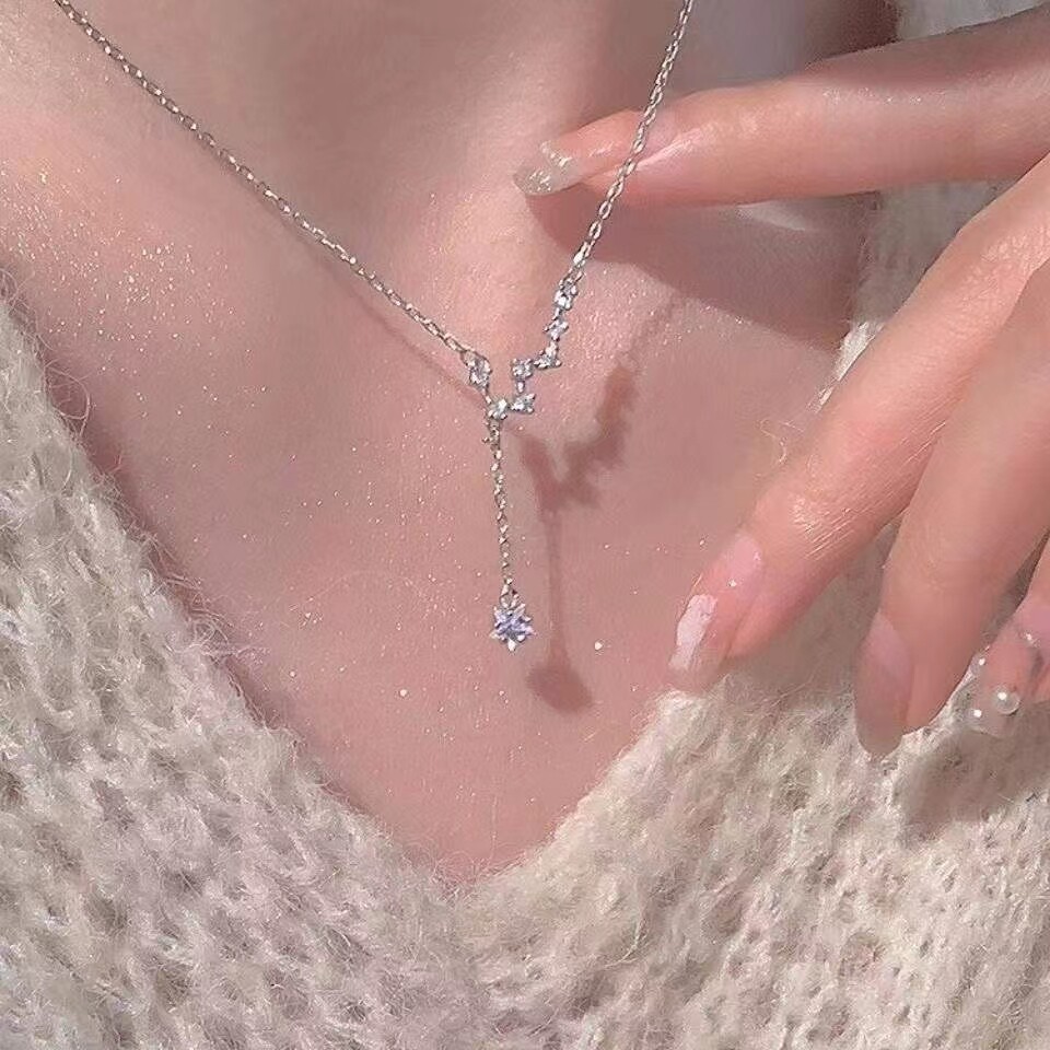 北斗七星思念一起纯银锁骨链