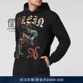 骷髅头老虎 男士 字母图案印花连帽卫衣 PLEIN PHILIPP
