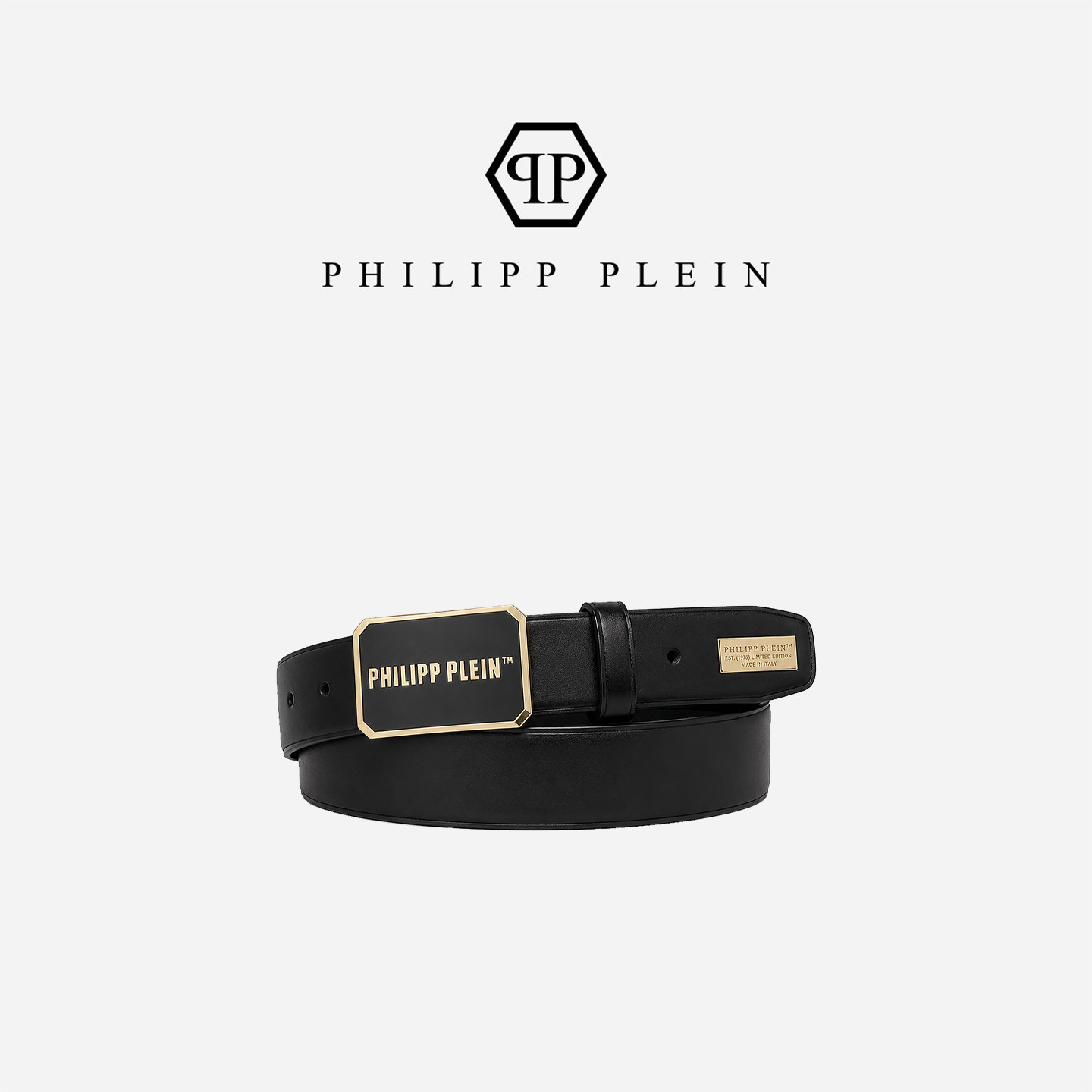 PHILIPP PLEIN 2026年新款男士商务光面牛皮腰带正装日常装饰腰带