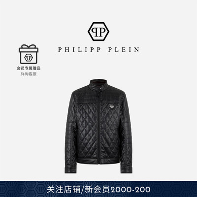 PHILIPP PLEIN 2025男士PU革Plein经典徽标上衣外套夹克