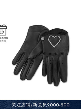 PHILIPP PLEIN 女士Strass Nappa心形皮革手套