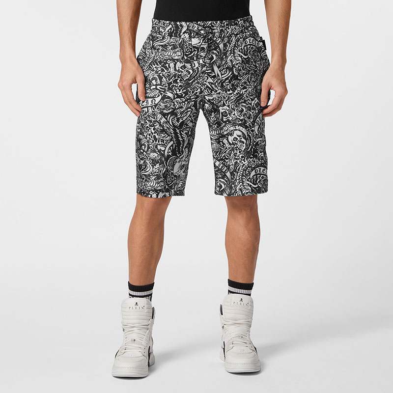 PHILIPP PLEIN 男士TATTOO丝质休闲短裤