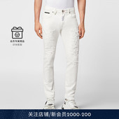 PHILIPP 高街潮牌破洞 超直筒磨损牛仔男长裤 PLEIN 男士