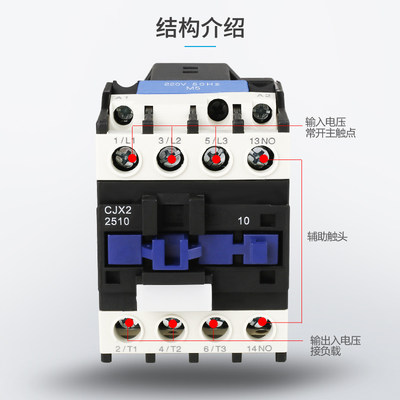 交流接触器CJX2510/2501单相220v三相380v银点CJX2接触器Z12A24V