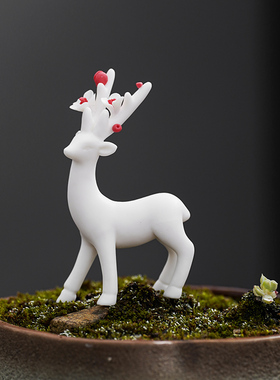 招财鹿陶瓷摆件家居客厅